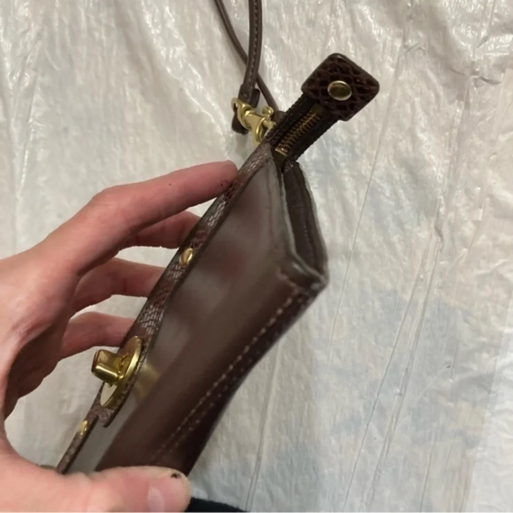 Coach brown leather wristlet clutch bag